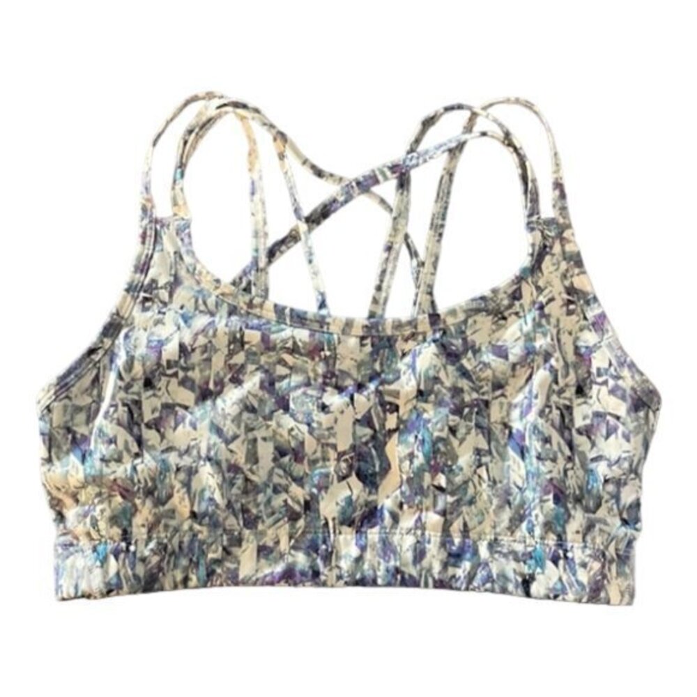 Gap Fit MED Impact Blue White Sports Bra CrissCross Size Med GUC #4379